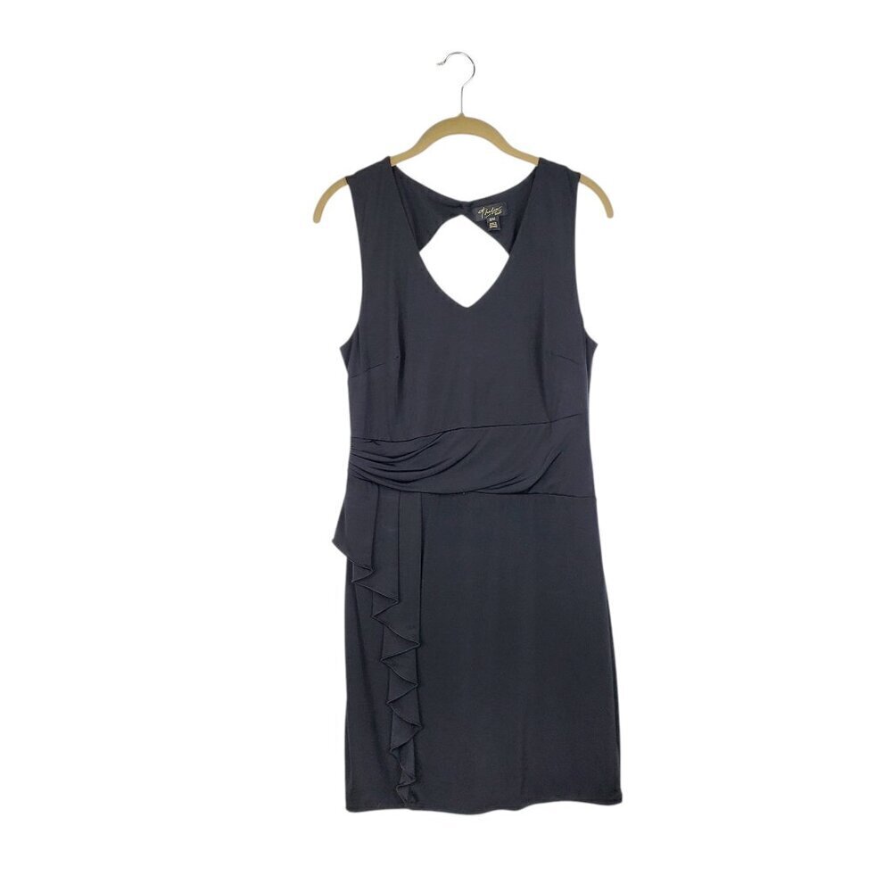Thalia Sodi Side Ruffle Dress Black Sleeveless Occasion Cutout Womens Size M